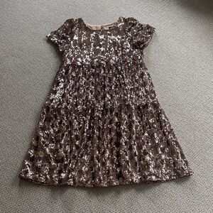 Maeve Women’s Rose Gold Sequin Tiered Dress
